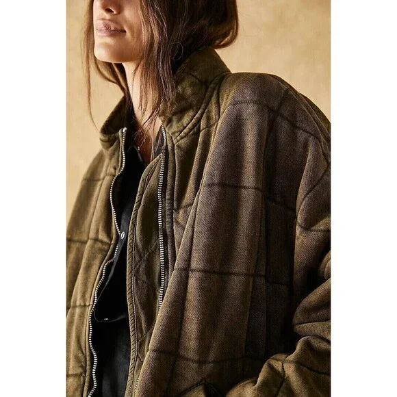 Free People Dolman Quilted Knit Jacket Top Oversized Zip-up Slouchy XS 284205